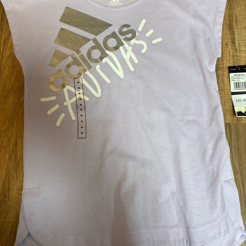 Girls Purple Adidas Cap SleeveT-Shirt